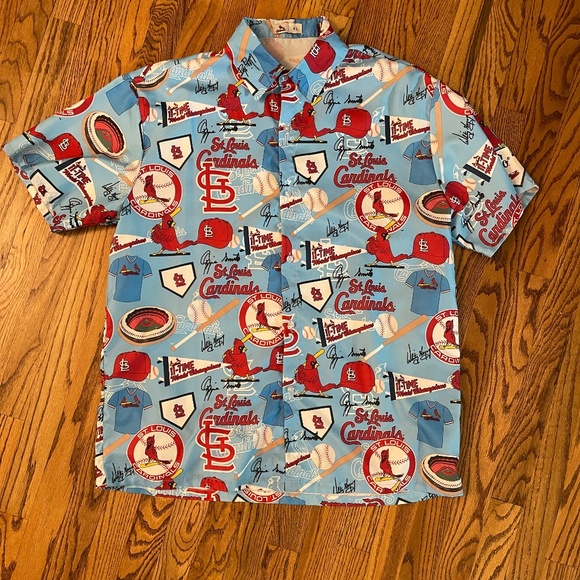 St. Louis‎ Cardinals Shirt Mens XL Extra Large Graphic Hawaiian Button Up MLB - Picture 1 of 5